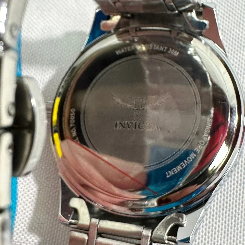 NWT Invicta 70050 Wrist Watch Mens OS Turquoise Silver Studded Link Streetwear